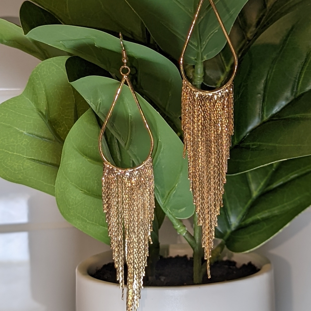 Gold Fringe Dangle Earrings